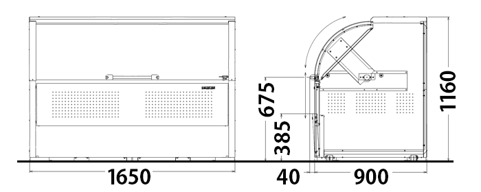 送料無料 ダイケン ゴミステーション スチール製クリーンストッカー CKR-1609-2型 幅1650×奥行900×高さ1160 組立工事対応可 - 2