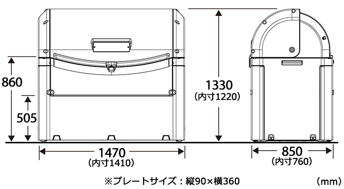 楽天最安値に挑戦】 1200L キャスターなし 45Lごみ袋×約26個 ワイド